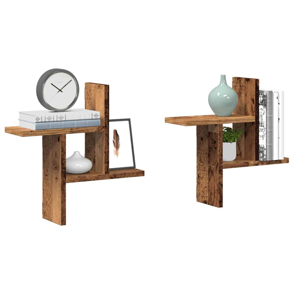 Wandregale 2er-Set Altholz-Optik