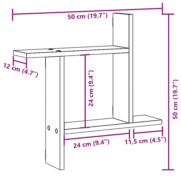 Weiße Wandregale 50x12x50cm, 2er Set