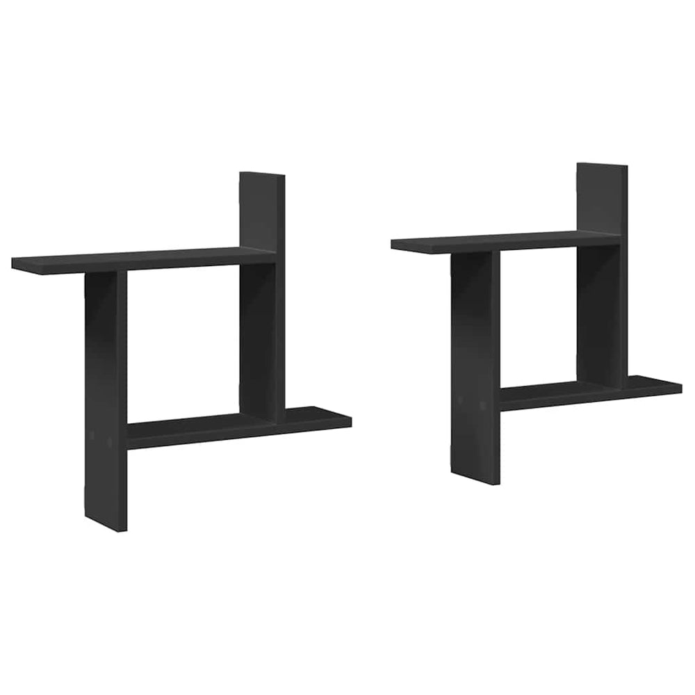 Schwarze Wandregale, 2er Set, 50 cm
