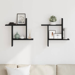 Schwarze Wandregale, 2er Set, 50 cm