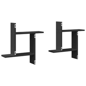 Schwarze Wandregale, 2er Set, 50 cm