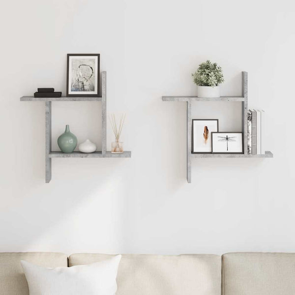 Wandregale 50x12x50 cm, Betongrau, 2er-Set