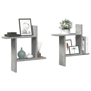 Wandregale 50x12x50 cm, Betongrau, 2er-Set