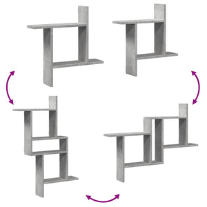 Wandregale 50x12x50 cm, Betongrau, 2er-Set