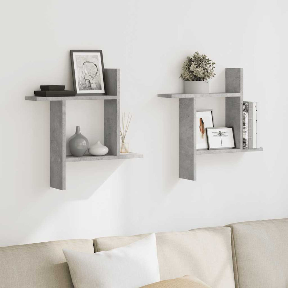 Wandregale 50x12x50 cm, Betongrau, 2er-Set