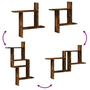 Wandregale 2er Set Räuchereiche 50x50 cm