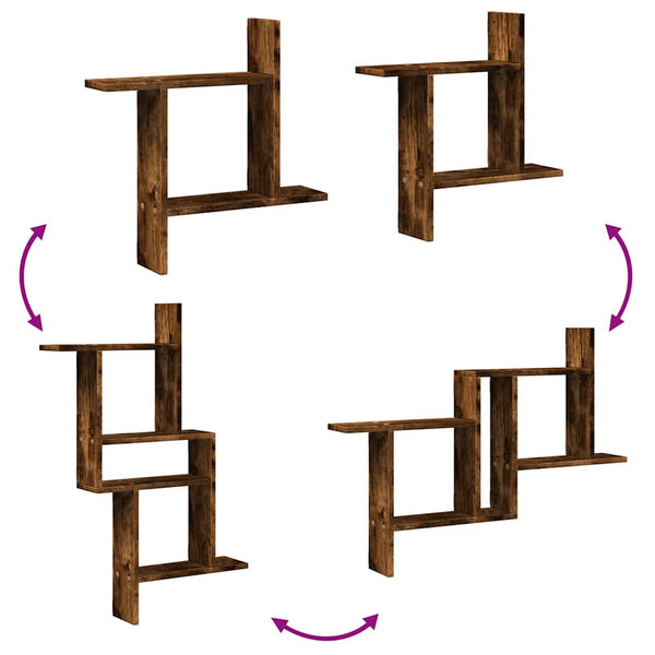 Wandregale 2er Set Räuchereiche 50x50 cm