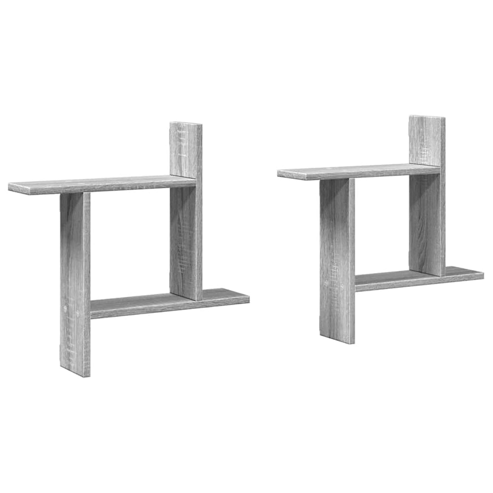 Wandregale Grau Sonoma 50x50 cm, 2er-Set