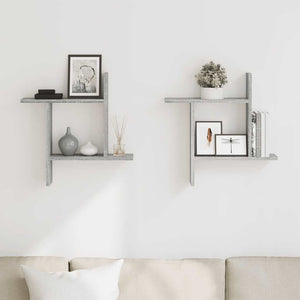 Wandregale Grau Sonoma 50x50 cm, 2er-Set