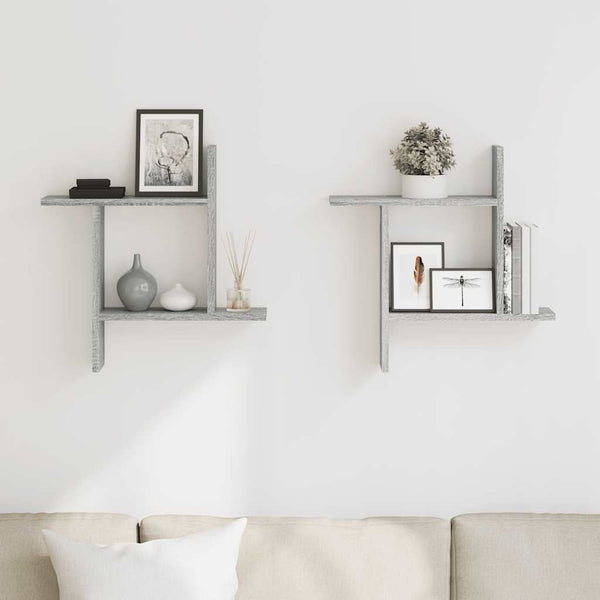 Wandregale Grau Sonoma 50x50 cm, 2er-Set