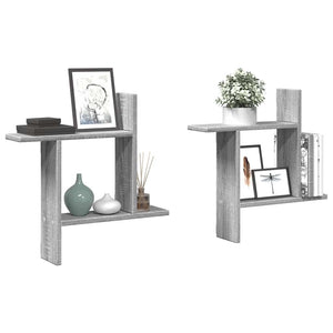 Wandregale Grau Sonoma 50x50 cm, 2er-Set