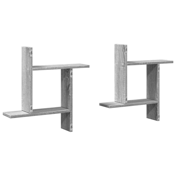 Wandregale Grau Sonoma 50x50 cm, 2er-Set
