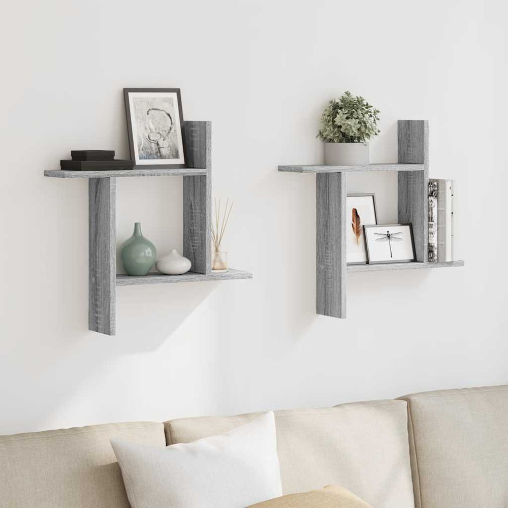 Wandregale Grau Sonoma 50x50 cm, 2er-Set