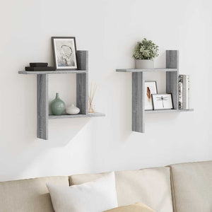 Wandregale Grau Sonoma 50x50 cm, 2er-Set