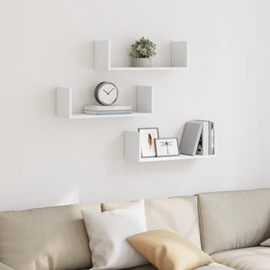 Weiße Wandregale, 3er Set, 58 cm