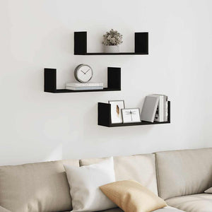 Schwarze Wandregale 3er Set