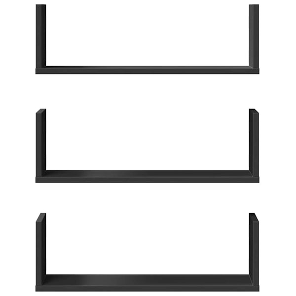 Schwarze Wandregale 3er Set
