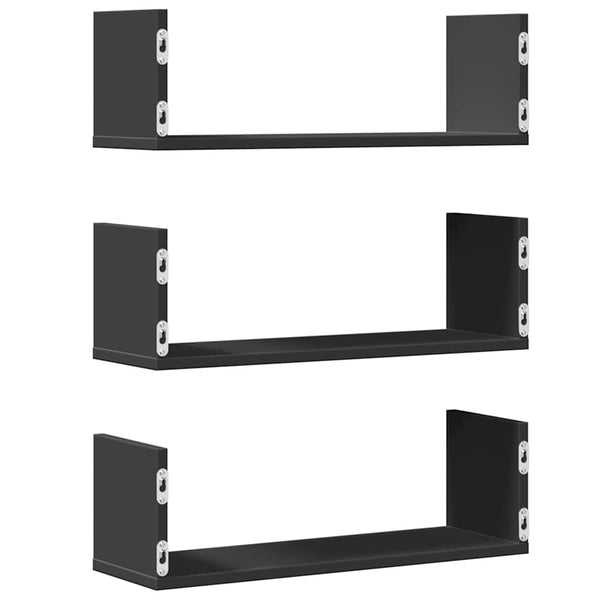 Schwarze Wandregale 3er Set