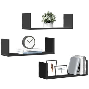 Schwarze Wandregale 3er Set