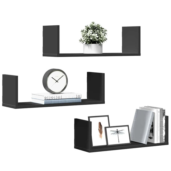 Schwarze Wandregale 3er Set