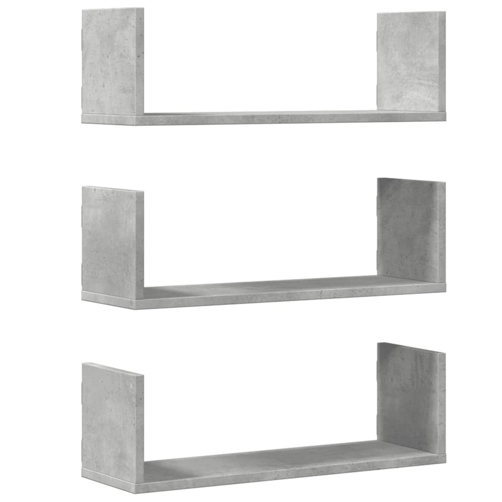 Betongraue Wandregale, 3er Set