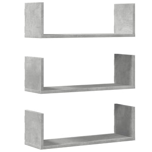 Betongraue Wandregale, 3er Set
