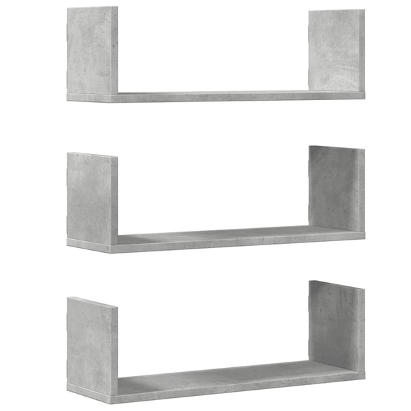 Betongraue Wandregale, 3er Set