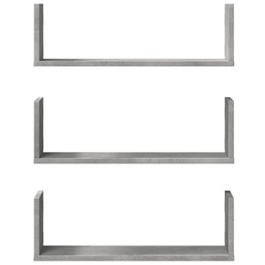 Betongraue Wandregale, 3er Set