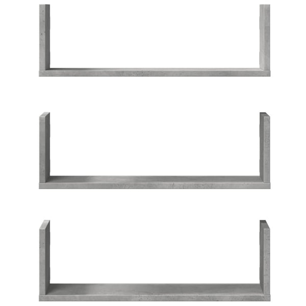 Betongraue Wandregale, 3er Set