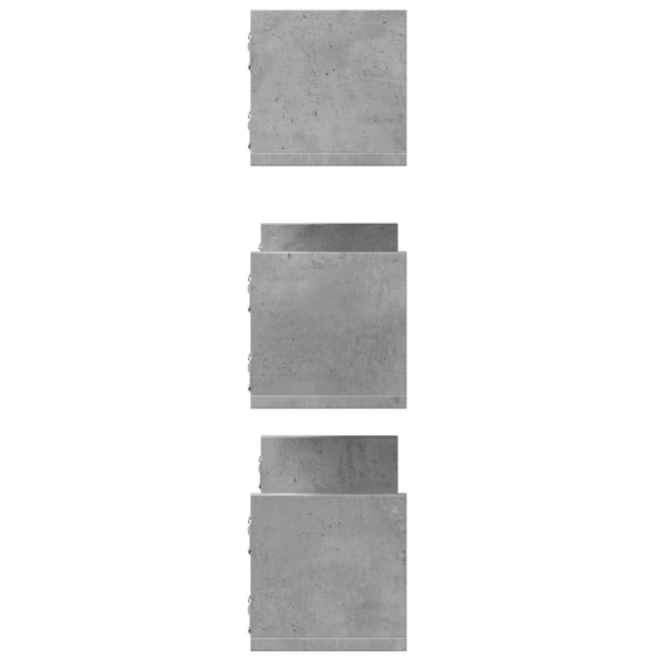 Betongraue Wandregale, 3er Set