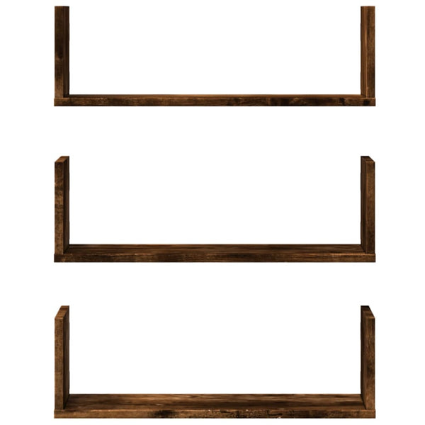 Wandregale 3er Set Räuchereiche 58cm