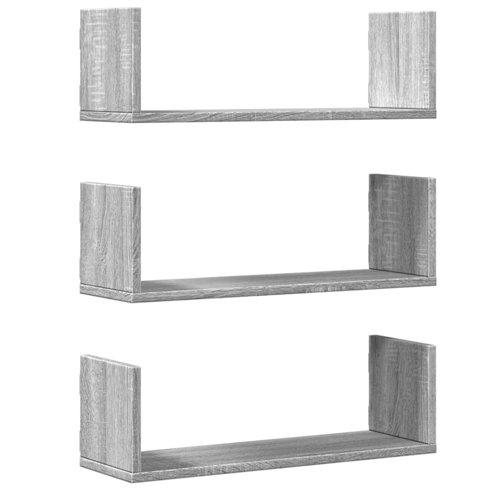 Wandregale Grau Sonoma 3er Set