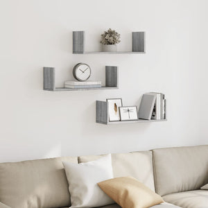 Wandregale Grau Sonoma 3er Set