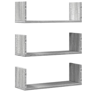 Wandregale Grau Sonoma 3er Set