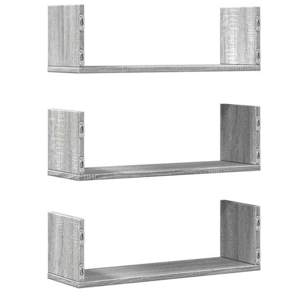 Wandregale Grau Sonoma 3er Set