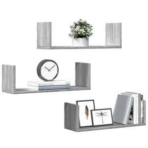 Wandregale Grau Sonoma 3er Set