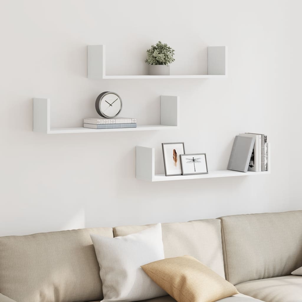 Weiße Wandregale, 3er Set, 80 cm
