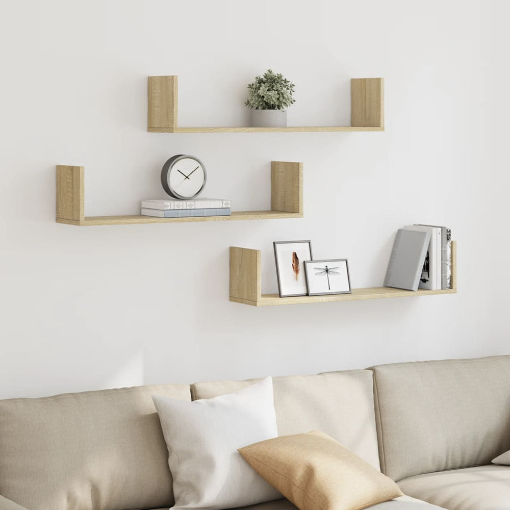 Wandregale 3er Set Sonoma Eiche 80cm