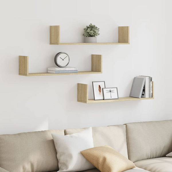 Wandregale 3er Set Sonoma Eiche 80cm