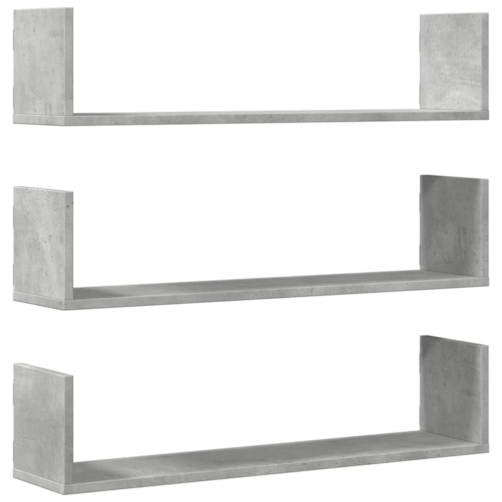 Wandregale 3er Set Betongrau 80cm
