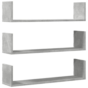vidaXL Étagères murales 3 pcs Gris béton 80x18x18 cm Bois d'ingénierie