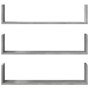vidaXL Étagères murales 3 pcs Gris béton 80x18x18 cm Bois d'ingénierie