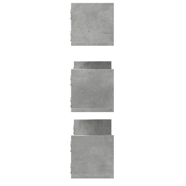 vidaXL Étagères murales 3 pcs Gris béton 80x18x18 cm Bois d'ingénierie