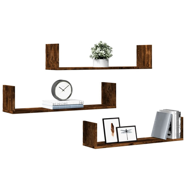 Wandregale 3er Set Räuchereiche 80cm