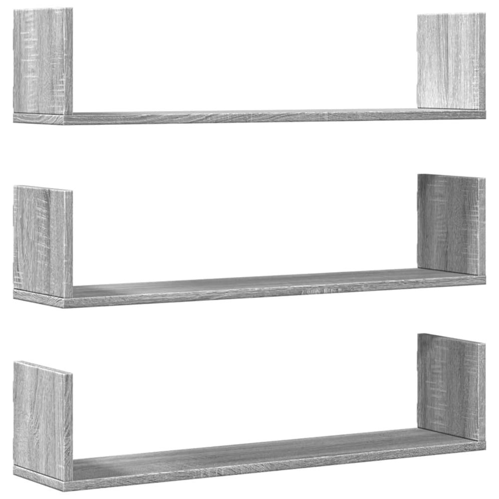Wandregale 3er Set Grau Sonoma 80cm