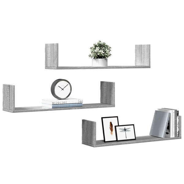 Wandregale 3er Set Grau Sonoma 80cm