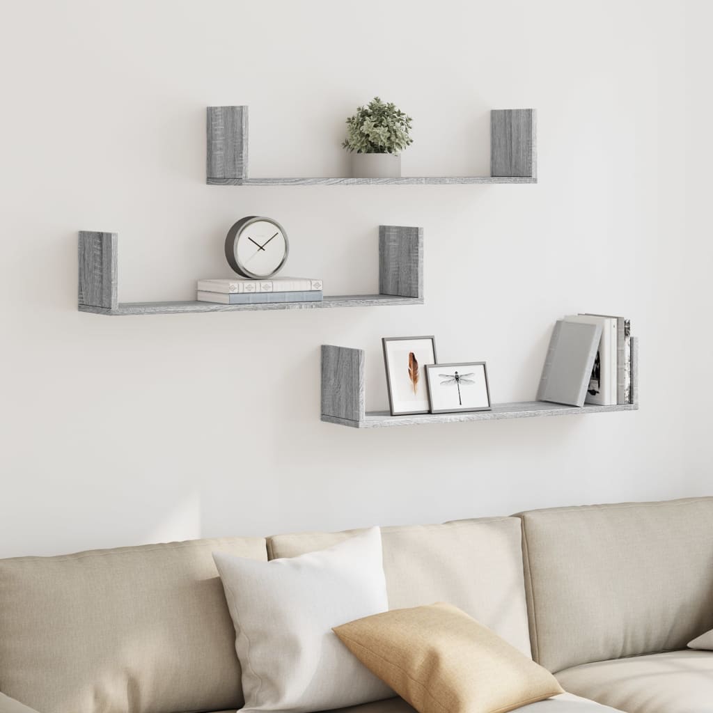 Wandregale 3er Set Grau Sonoma 80cm