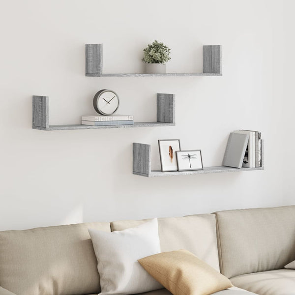 Wandregale 3er Set Grau Sonoma 80cm