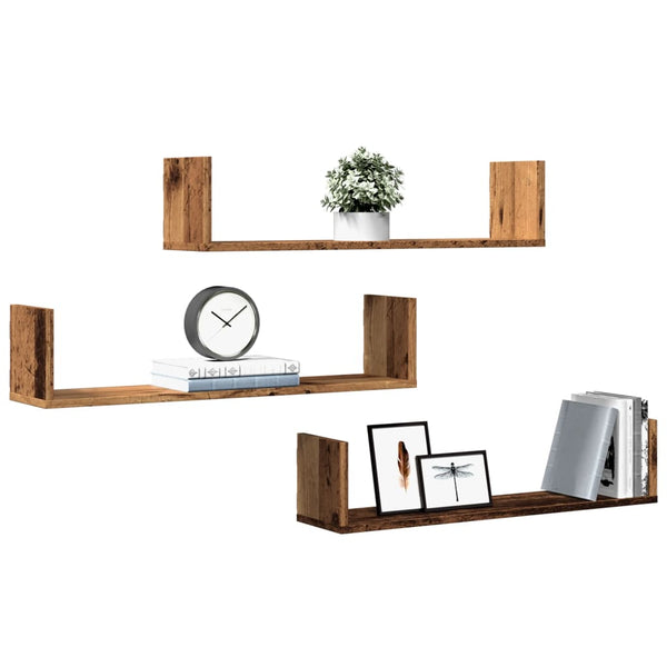 Wandregale 3er Set Altholz-Optik