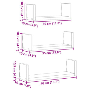 Wandregal 3er Set Weiß Holz